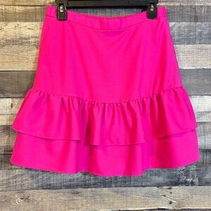 J. Crew Women's Wool Flannel‎ Pink Ruffle Skirt Size 6 Barbiecore